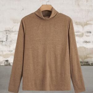 SHEIN Women's Plus Solid High Neck Tee Brown Size 1XL